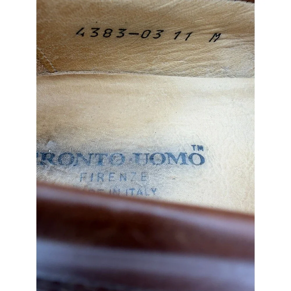 Pronto Uomo Firenze Florence Italy Brown Leather Tassel Kiltie Loafer 11 M